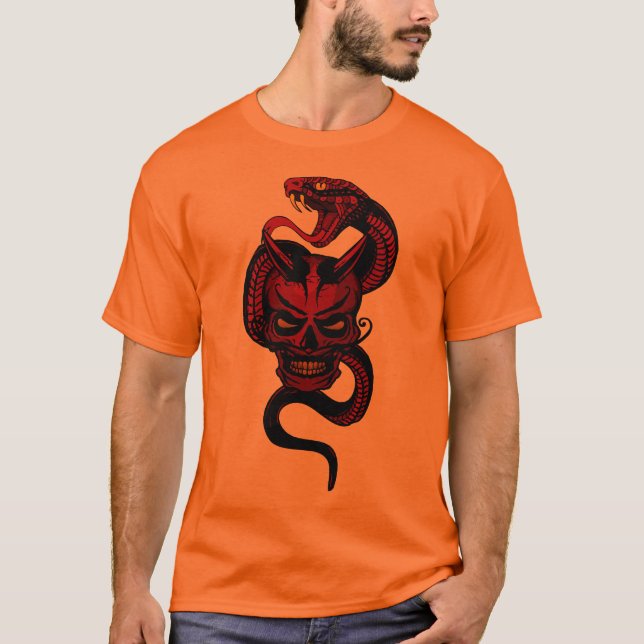 diable_crane_lucifer_hipster_tete_de_mort_serpent_ t shirt (Framsida)