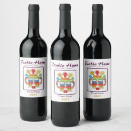 Diablo Huma, Gold Vintage, Set med 6 vinetiketter Vinflaska Etikett