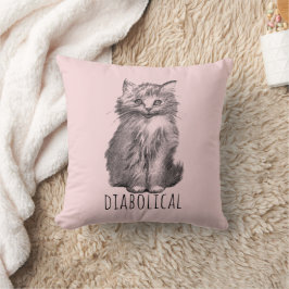 Diabolical Cute Fluffy Kitten Light Pink Kudde