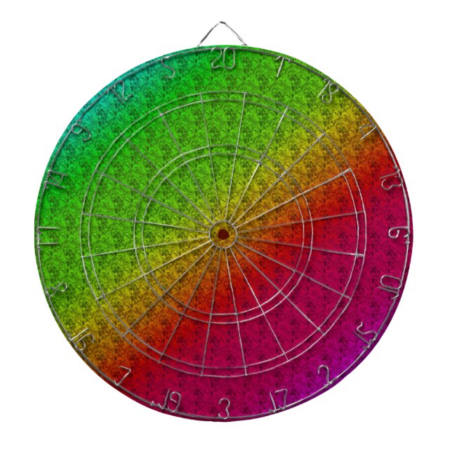Diag Rainbow Gradient Blommönster Red Grönt Darttavla (Framsidan)