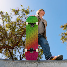 Diag Rainbow Gradient Blommönster Red Grönt Skateboard Bräda 19,5 Cm