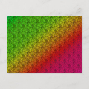 Diag Rainbow Gradient Blommönster Red Grönt Vykort