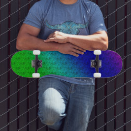 Diag Regnbåge övertoning, Blommönster blå Grönt Skateboard Bräda 20,5 Cm