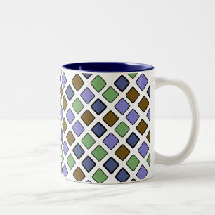 DIAG SQUARES plus blue Two-Tone Coffee Mugg