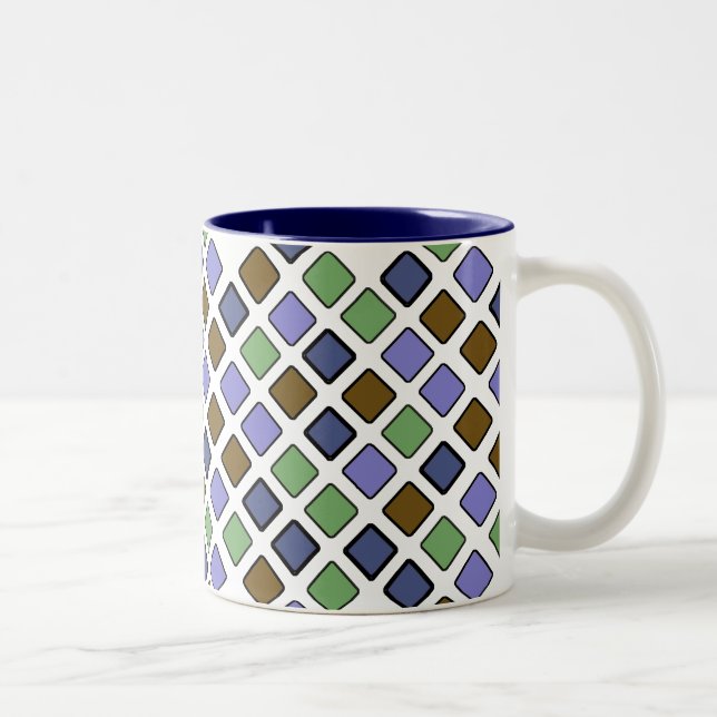 DIAG SQUARES plus blue Two-Tone Coffee Mugg (Höger)