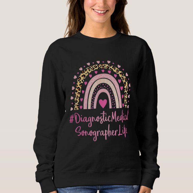 Diagnostic Medical Sonographer Nurse Leopard Skriv T Shirt (Framsida)