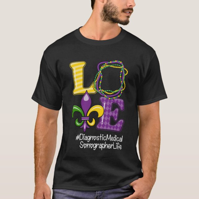 Diagnostic Medical Sonographer Nurse Mardi Gras Le T Shirt (Framsida)