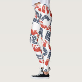 Diagonal AMERIKANSKT Mönster Leggings för 4:e Juli