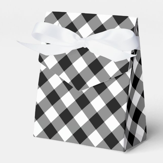 Diagonal Black and White Gingham Play-box Presentaskar (Framsidan Sidan)