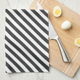 Diagonal black and white stripes  pattern kökshandduk
