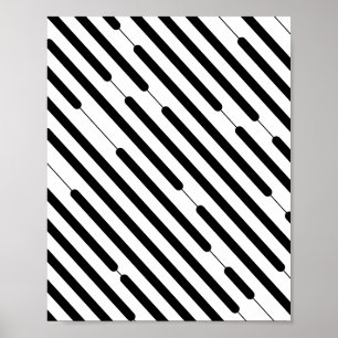 Diagonal Black Hash Linjer Poster