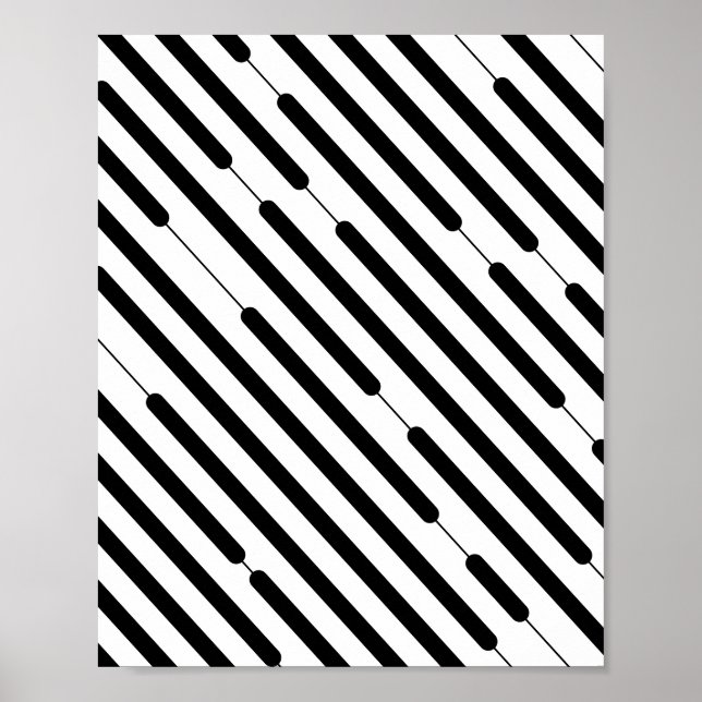 Diagonal Black Hash Linjer Poster (Framsidan)