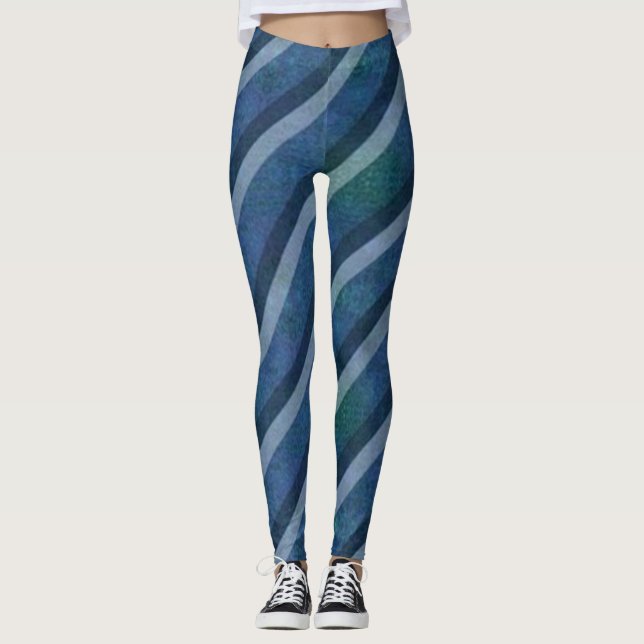 Diagonal BLUES Perfekt Skriv ut Yoga Byxor, Leggings (Framsida)