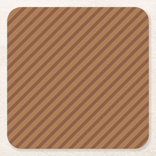 Diagonal Brown Rand Underlägg Papper Kvadrat (Framsidan)