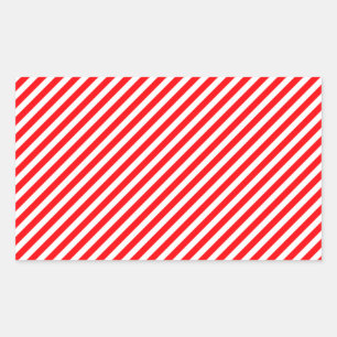 Diagonal Candy cane Rand-jul Red & White Rektangulärt Klistermärke