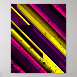 Diagonal design för fet Gult och Rosa Grunde Poster