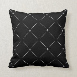 Diagonal Fleur de Lis | svart & vit Kudde