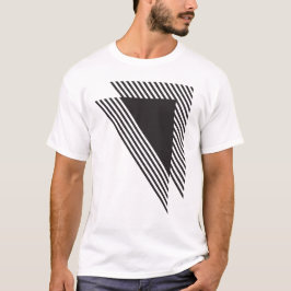 Diagonal Geometric Stripes in Black T Shirt