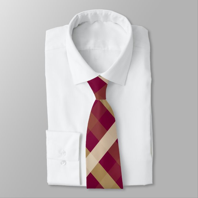 Diagonal Gingham i Burgundy, Beige, Cream Slips (Bunden)