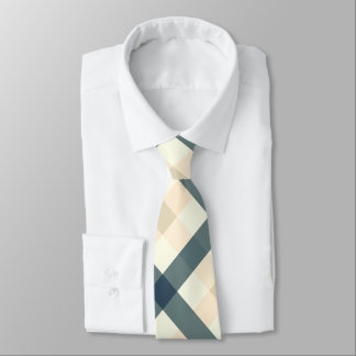 Diagonal Gingham i Cream och Slate Grått Slips