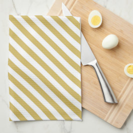Diagonal golden yellow and white stripes pattern kökshandduk