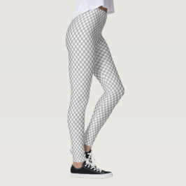 Diagonal grå och vit gingham-mönster leggings