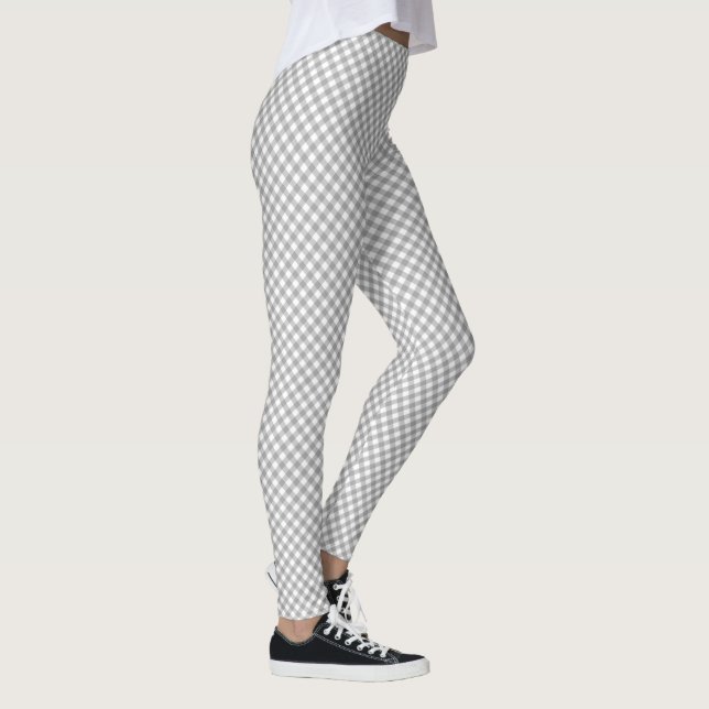 Diagonal grå och vit gingham-mönster leggings (Höger)