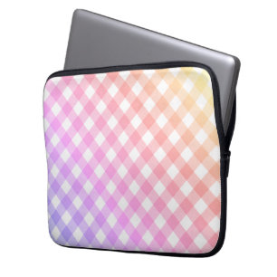 Diagonal Gradient Regnbåge Gingham Laptop Fodral