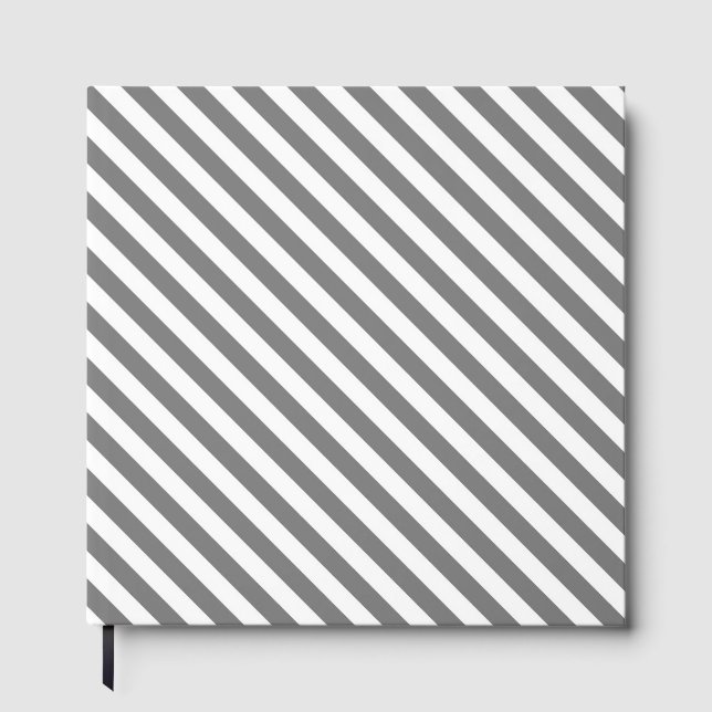 Diagonal gray and white stripes pattern gästböcker (Framsida)