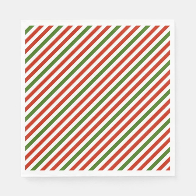 Diagonal jul Rand röd och grönt Pappersservett (Framsidan)