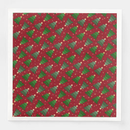 Diagonal Julgranar med stjärnor på Anpassningsbar  Pappersservett