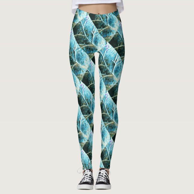 diagonal kopparverdigris-löv leggings (Framsida)