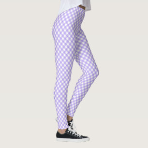 Diagonal lavender och White Checkerboard Leggings