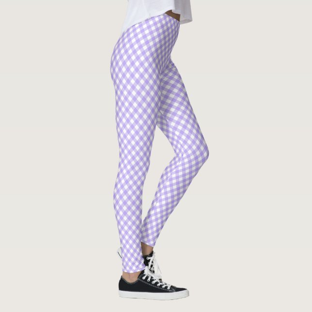 Diagonal lavender och White Checkerboard Leggings (Höger)