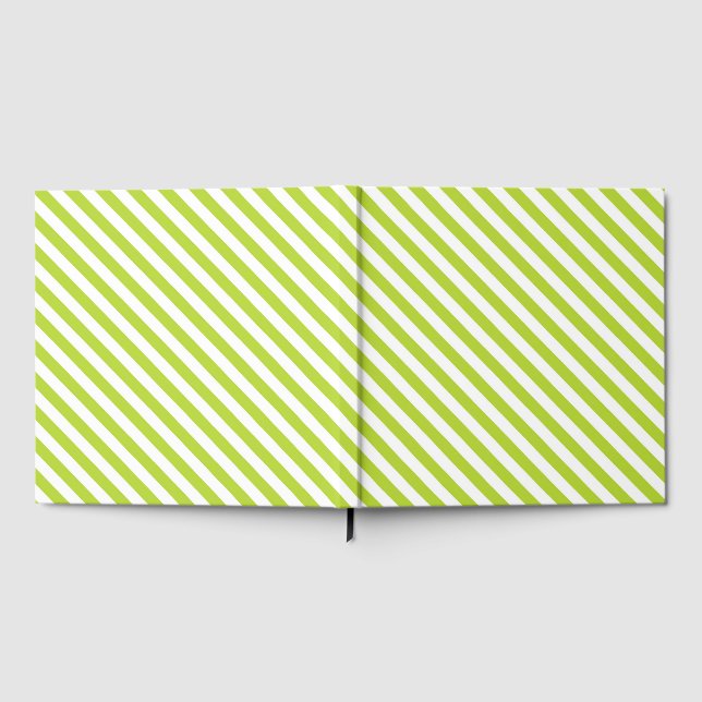 Diagonal lime green and white stripes pattern gästböcker (Full)