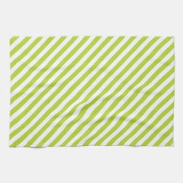 Diagonal lime green and white stripes pattern kökshandduk