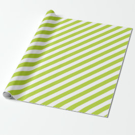 Diagonal lime green and white stripes pattern presentpapper