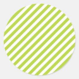 Diagonal lime green and white stripes pattern runt klistermärke