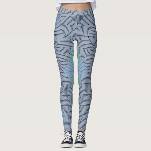 Diagonal linjer mönster GB 01.w L Blue BG Leggings (Framsida)