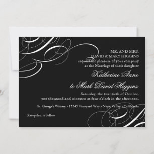 Diagonal Modern Vintage Calligraphy Swirl Inbjudan