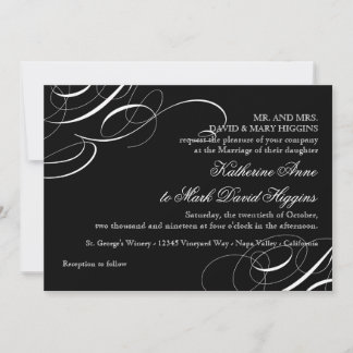 Diagonal Modern Vintage Calligraphy Swirl Inbjudan