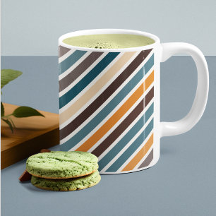 Diagonal Multifärgad Rand Kaffemugg