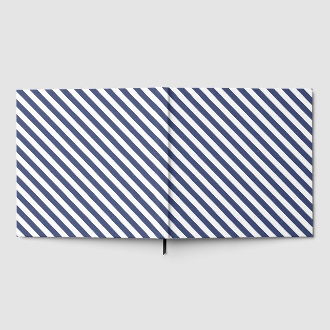 Diagonal navy blue and white stripes pattern gästböcker (Full)