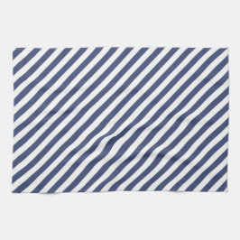 Diagonal navy blue and white stripes pattern kökshandduk