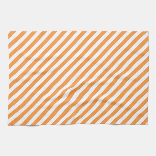 Diagonal orange and white stripes pattern kökshandduk (Horisontell)