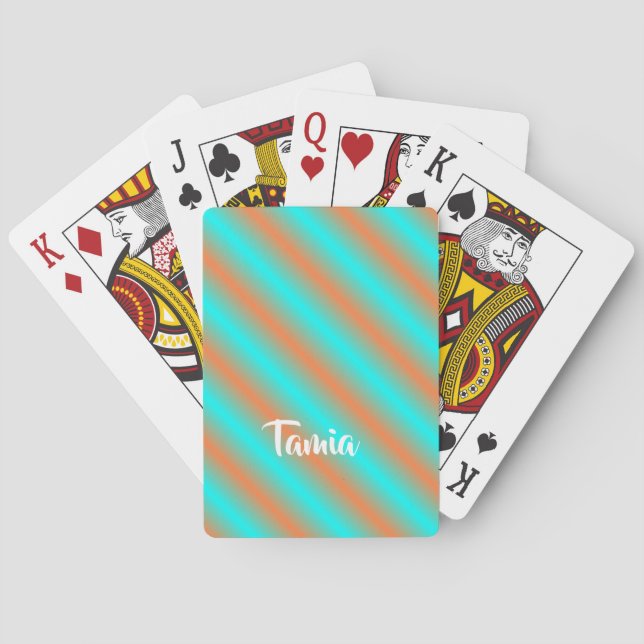 Diagonal orange och blå rand casinokort (Baksidan)