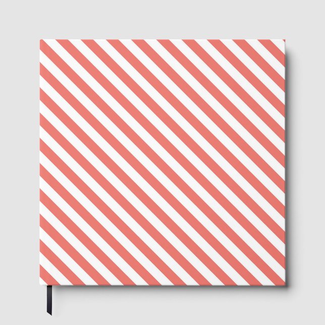 Diagonal pattern of pink and white stripes gästböcker (Framsida)