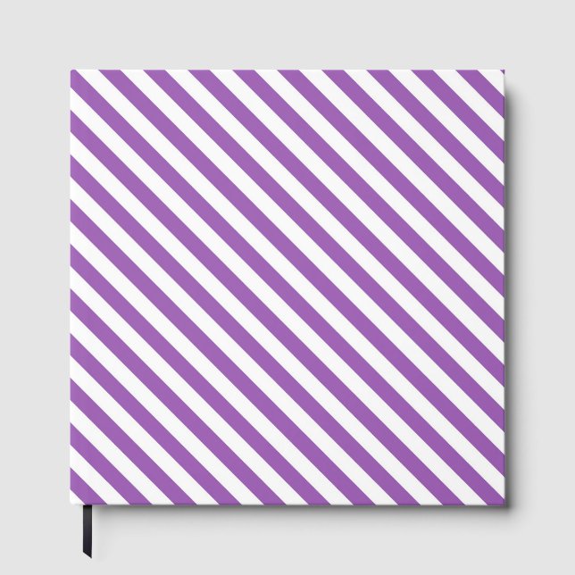 Diagonal purple and white stripes pattern gästböcker (Framsida)