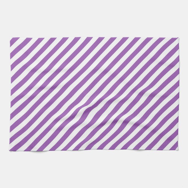 Diagonal purple and white stripes pattern kökshandduk (Horisontell)