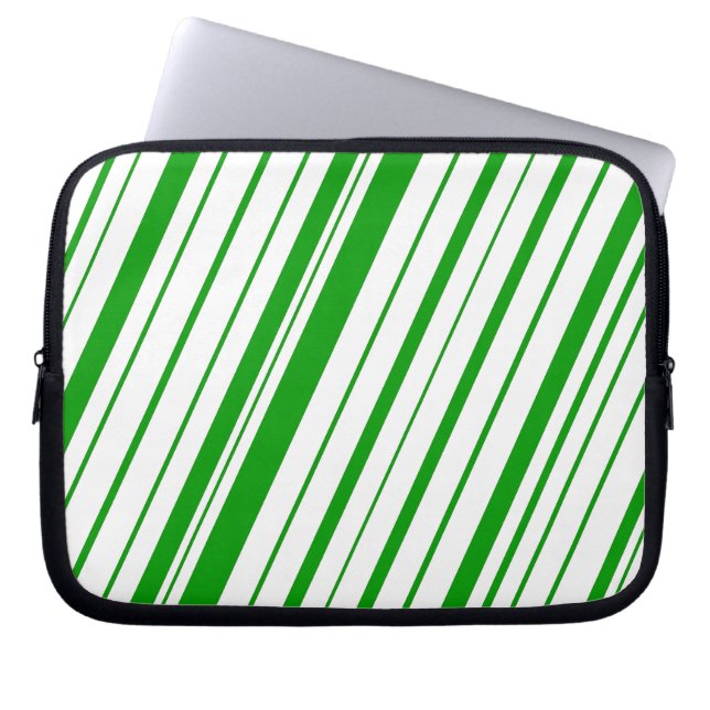 Diagonal Rand ~ Grönt Laptop Sleeve (Framsidan)